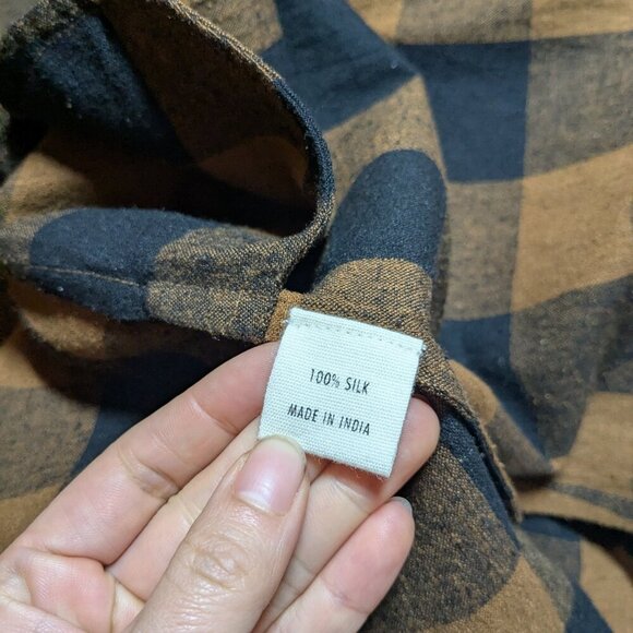 Ali Golden Brown Jacket Notch Silk Jacket Copper Plaid Size XS - Picture 7 of 9